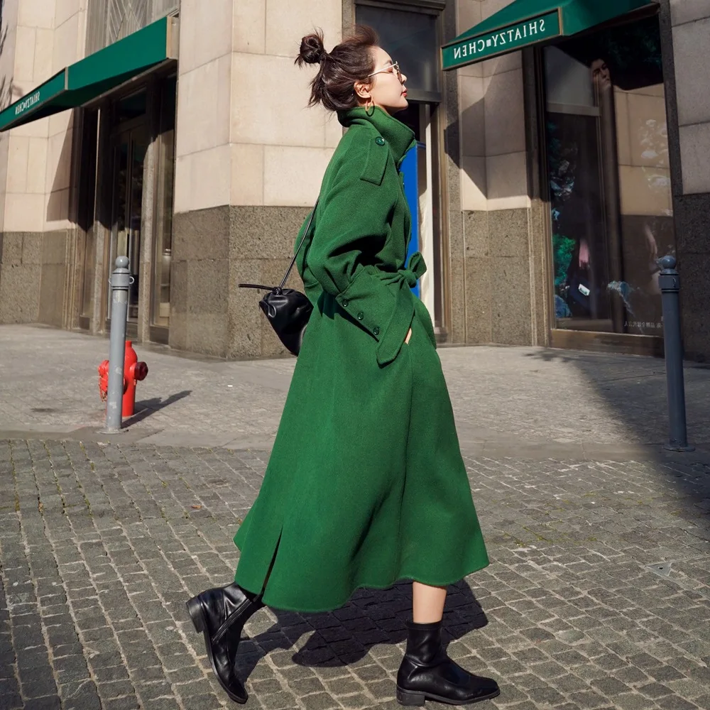 

Photo Shoot French Hepburn Elegant Woolen Jacket 2019 Winter New Style Retro CHIC-Style Waist Hugging Woolen Overcoat Women's