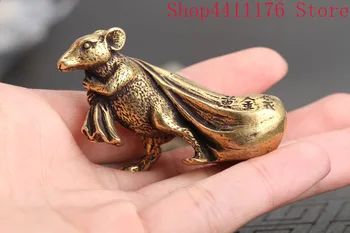 

Pure copper and gold bags attract wealth, mice and geomancy decorations sculpture