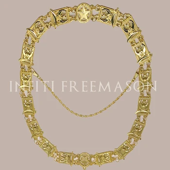 

YL Gold Masonic Metal Collar Chain Royal Arch Logo Master Collar Custom Masonic Lodge Blue Official Masonic Master Mason Gold