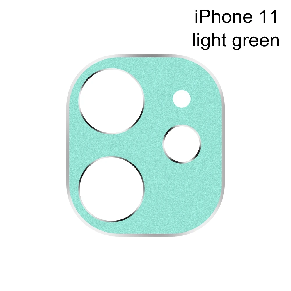 light green Протектор объектива камеры металлический сплав защитный чехол крышка бампер кольцо рамка защитная накладка для задней панели телефона для iPhone 11 - Color: light green