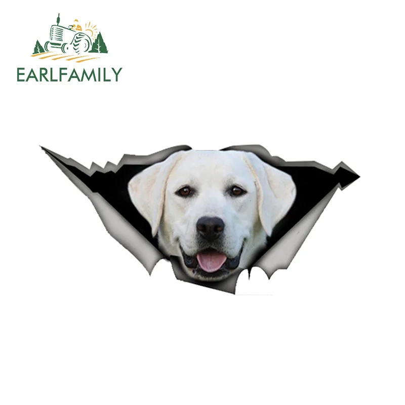 EARLFAMILY 13 см x 6 белый Лабрадор Автомобильная наклейка рваная металлическая