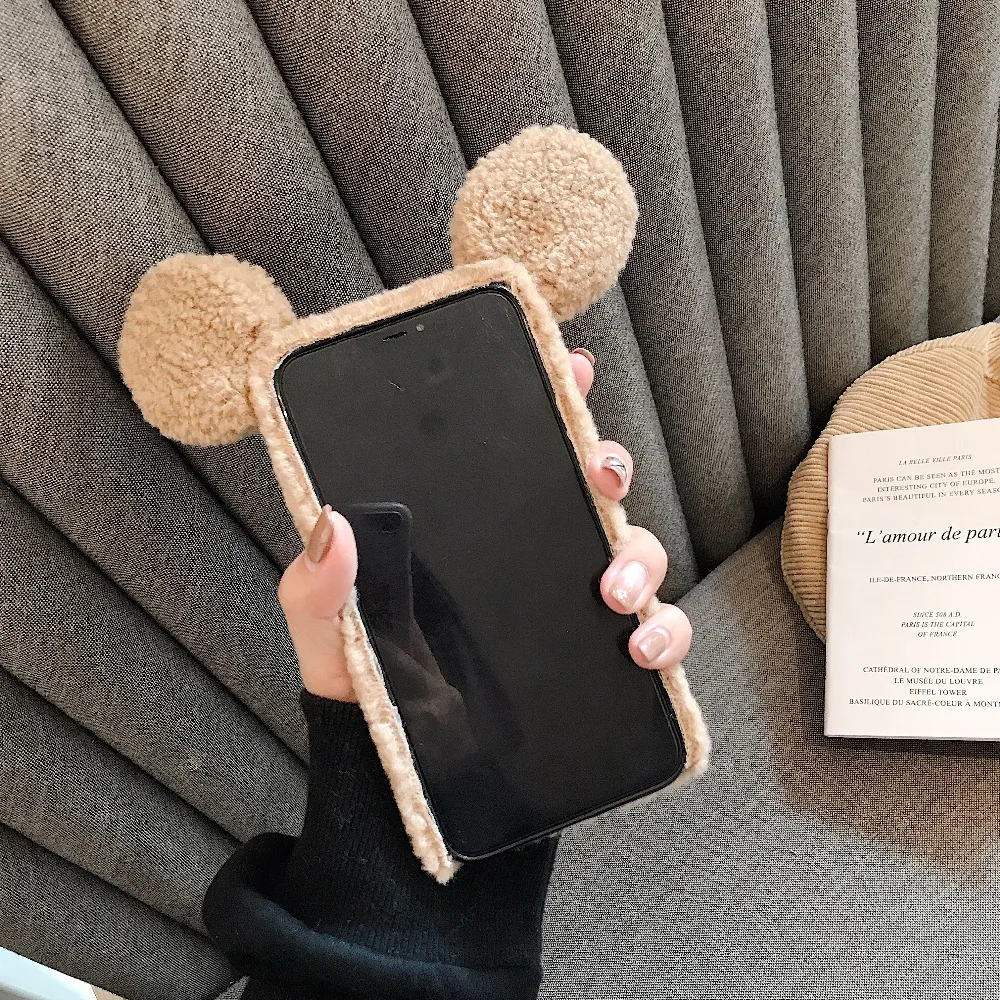 ORYKSZ 3D пушистые плюшевые теплые чехлы для телефонов с мышкой для iPhone 11 Pro Max 6 6S 7 8 Plus X XS XR XS Max Чехлы пушистые мягкие чехлы Fundas Coque