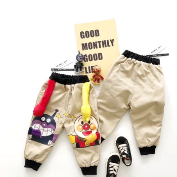 

Tonytaobaby Winter Dress New Boys and Girls Baby Wear Cartoon Pinch Khaki Color Cute Casual Pants Velvet