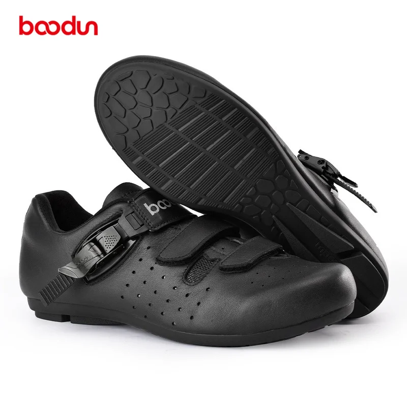 BOODUNLocklessFlatGenuineLeatherCyclingShoesMenBreathableRoadMountainBikeShoes
