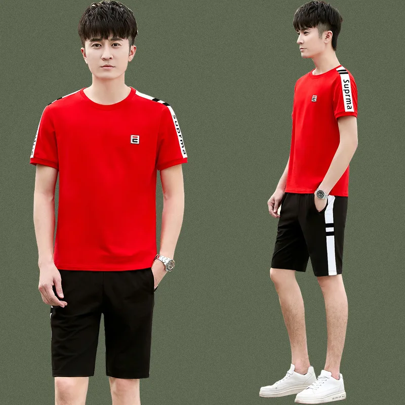 

Sports Set Men's Summer Fashion Youth Trend Short Sleeve Shorts Casual Two-Piece Set Running Summer Telecontrol Clothes