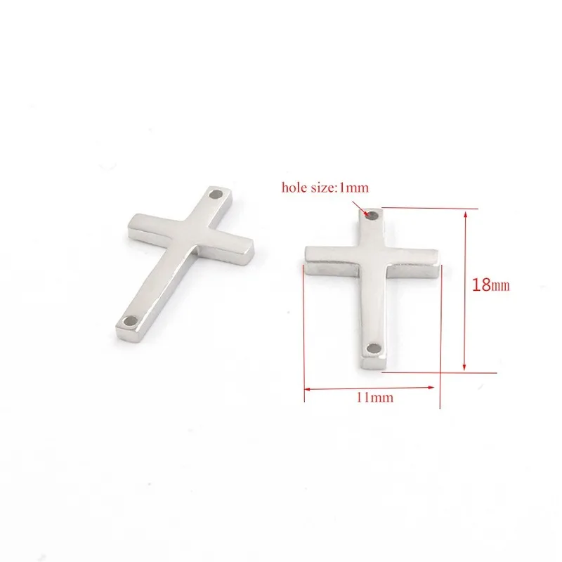 5 개/몫 DIY 스테인레스 스틸 패션 더블 구멍 크로스 펜던트 커넥터 매력 결과 손 만들기위한 보석 액세서리