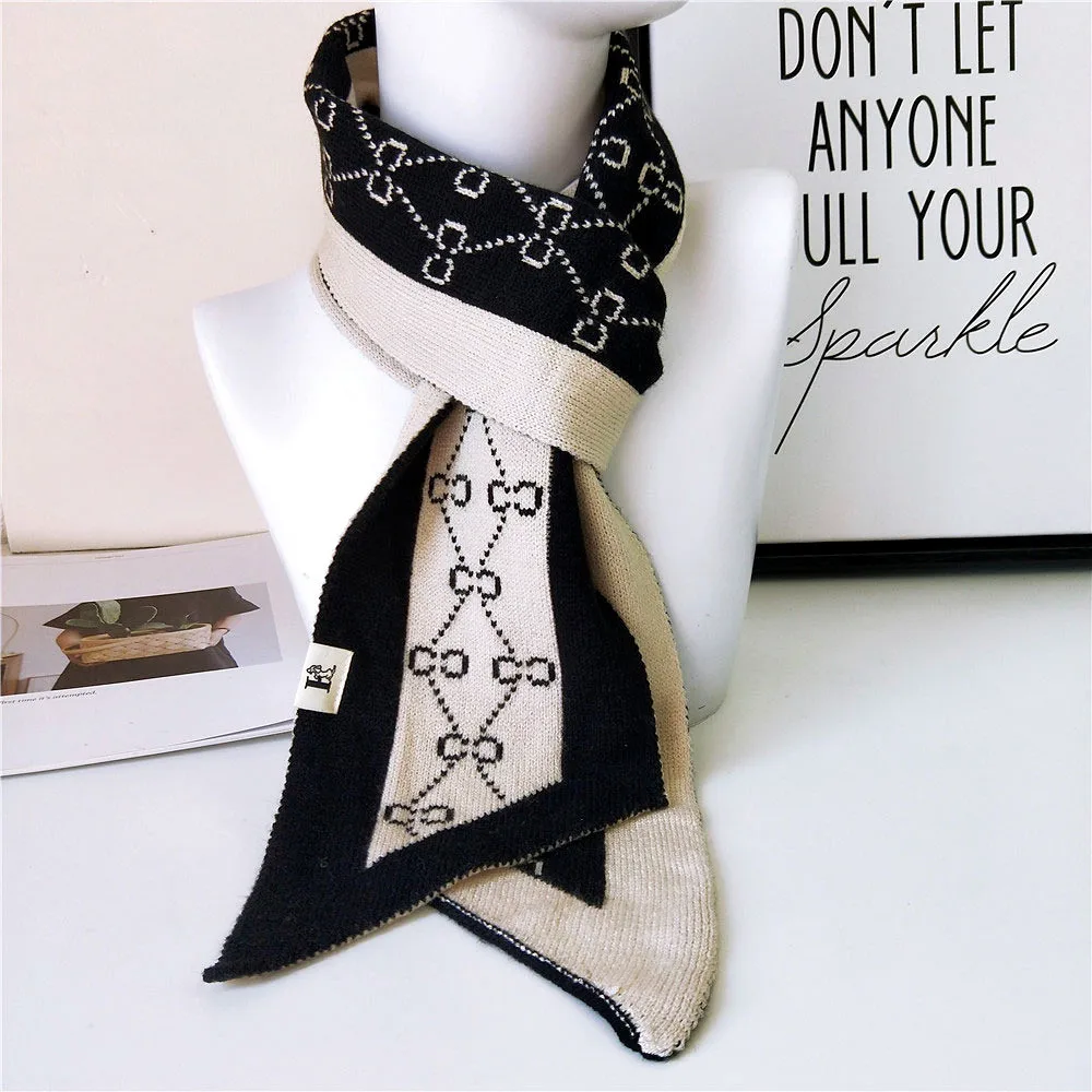 

2020 Women Patchwork Cashmere Scarves Lady Winter Thicken Warm Soft Pashmina Shawls Wraps Female Black Knitted Wool Long Scarf