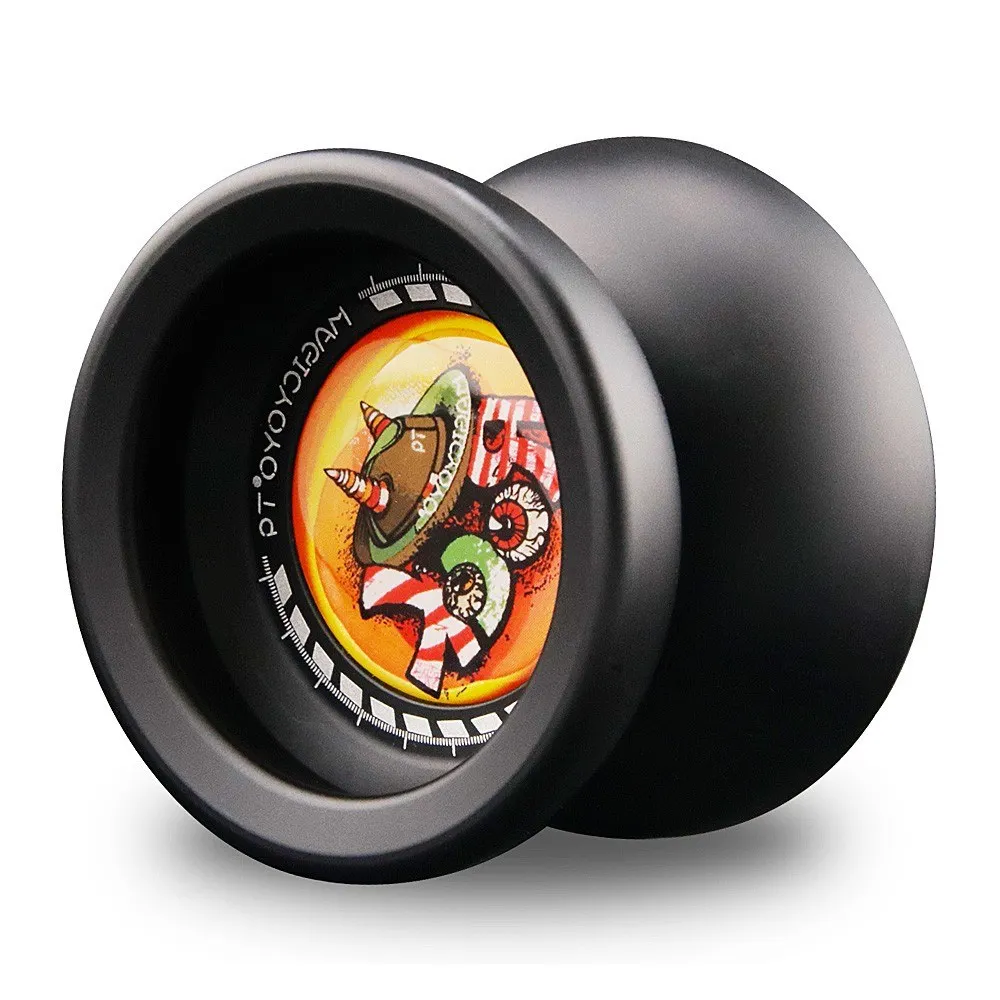 MAGICYOYO T9 полированный сплав алюминий отзывчивый не реагирующий йо-йо мяч спин игрушка для детей - Цвет: Черный