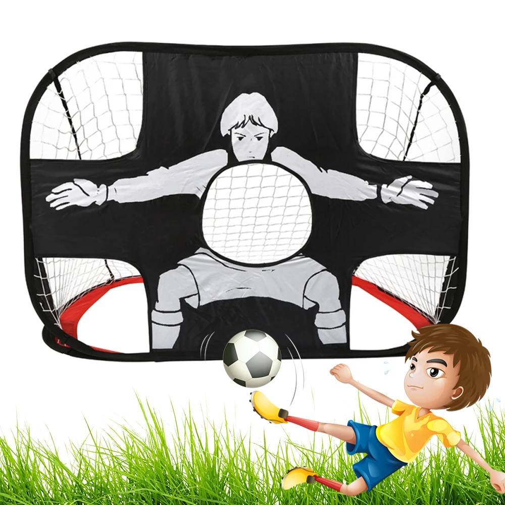 Dual Side Kids Soccer Goal Football Shoot Net Foldable Training Gate 110x80cm 