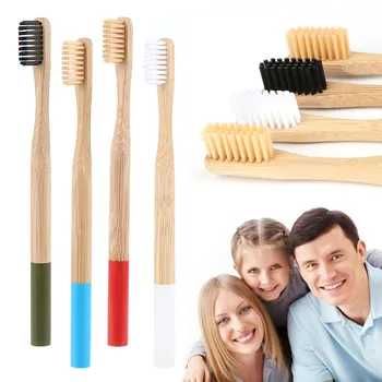 

2pc Eco friendly Bamboo Toothbrush Medium Bristles Biodegradable Plastic-Free Oral Care Adults Toothbrush Bamboo Handle Brush