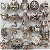 25pcs/lot Animals Rocker Biker Man Ring Dragon Snake Elephant Owl Big Men Ring Party Gift Wholesale Mixed 1