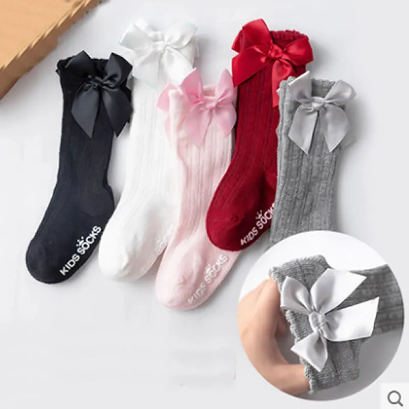Set De 2 Calcetines Largos Con Lazos – Hasta La Rodilla, 60 Cm, Blanco Con Lazo Rosa O Negro, Para Disfraces Y Carnaval