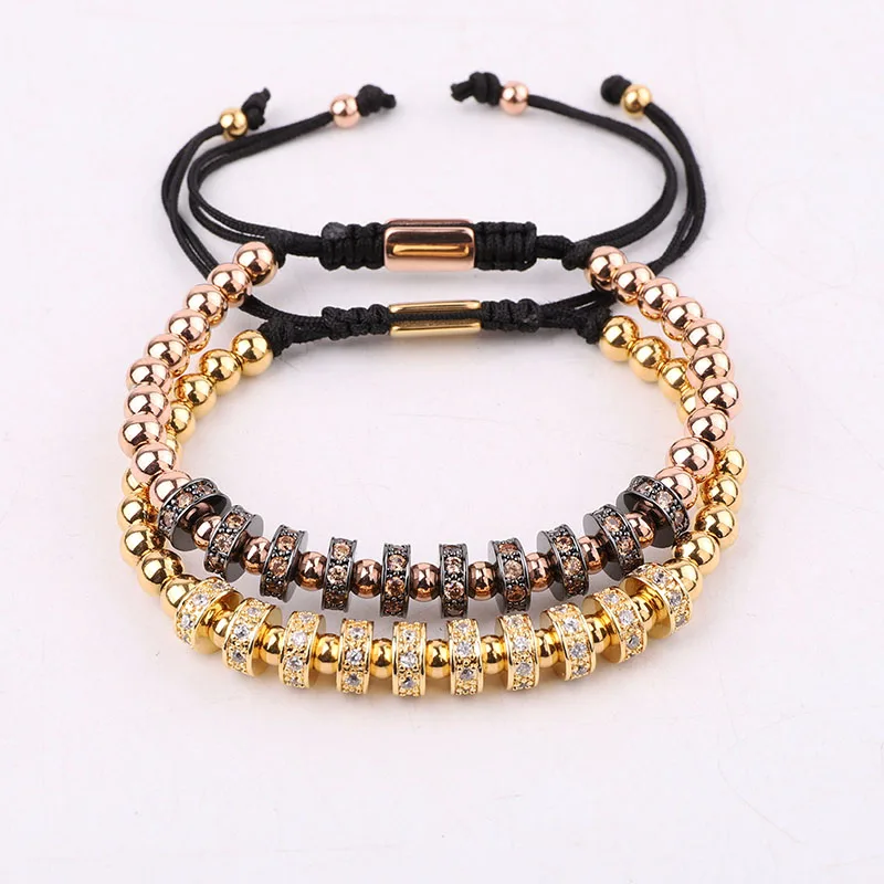 

High Quality New Design Fashion CZ Pave Charm Stainless Steel Beads Luxury Bracelet Men Women