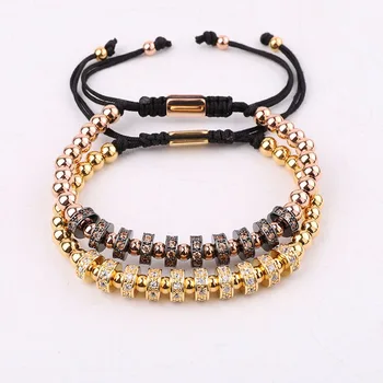 High Quality New Design Fashion CZ Pave Charm Stainless Steel Beads Luxury Bracelet Men Women