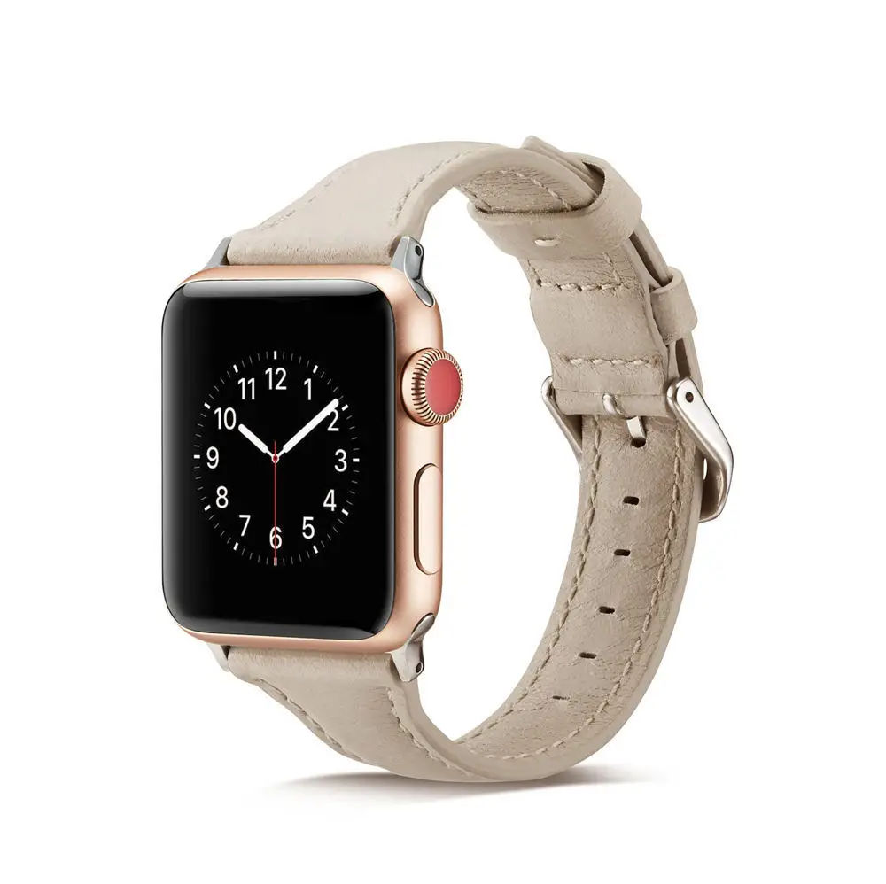 Кожаный ремешок для Apple watch 44 мм 40 мм iwatch Series 5 4 42 мм 38 мм 3 2 1 мягкий подлинный Браслет ремень для Apple watch 4 5