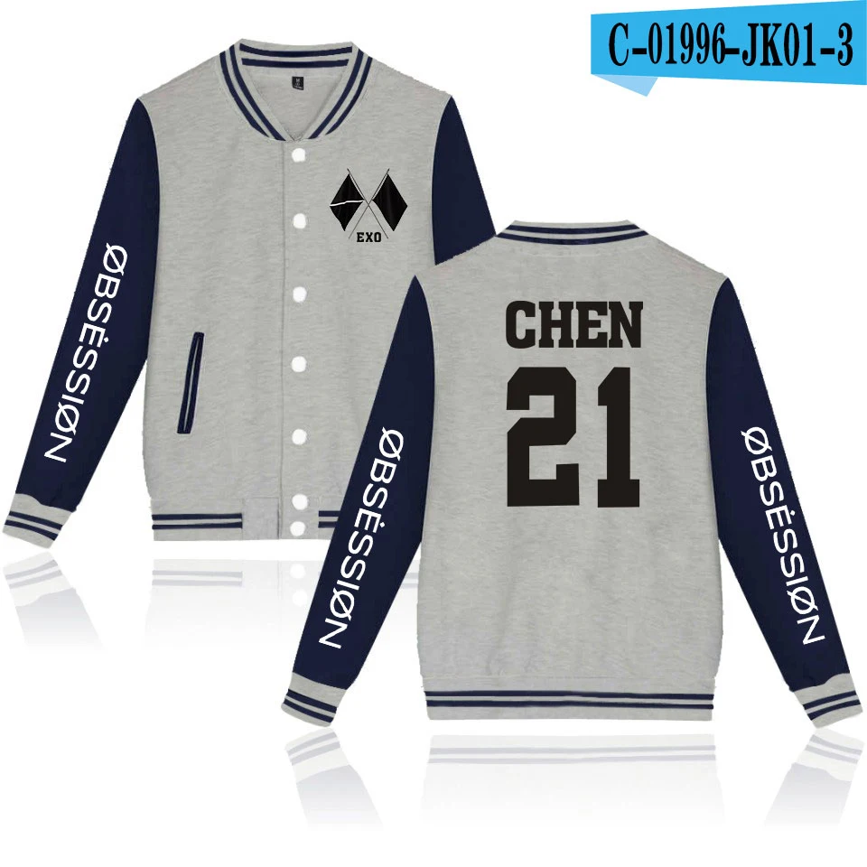 KPOP EXO, альбом,, 6-й альбом, OBSESSION WE ARE ONE EXO, принт, бейсбольная Толстовка, повседневная бейсбольная куртка, Мужская/женская одежда - Цвет: picture color