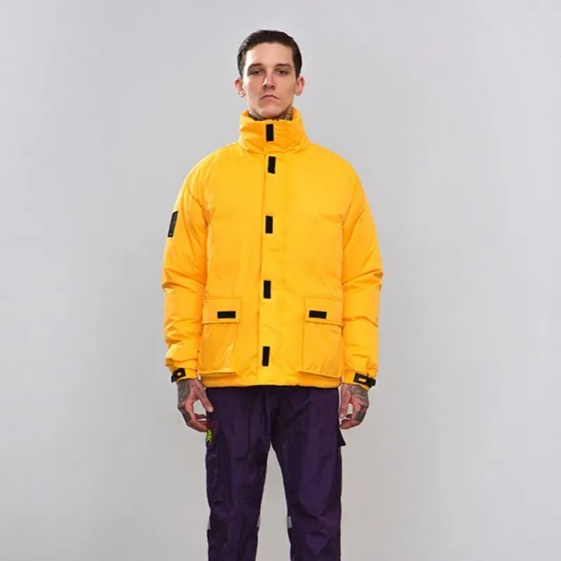 

2020 New Winter Mens Loose Down Jackets Fashion Mens Solid Cotton Thick Warm Outerwear Casual Pocket Zipper Coats Male Parkas