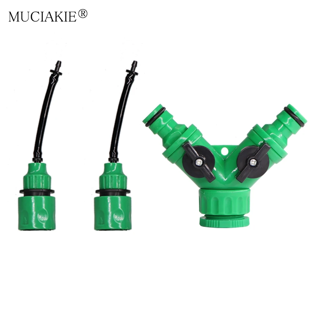 MUCIAKIE 1PC Y Type Tap Connectors With Quick Adapter 1/2'' 3/4'' Thread to 8/11 3/5mm Hose
