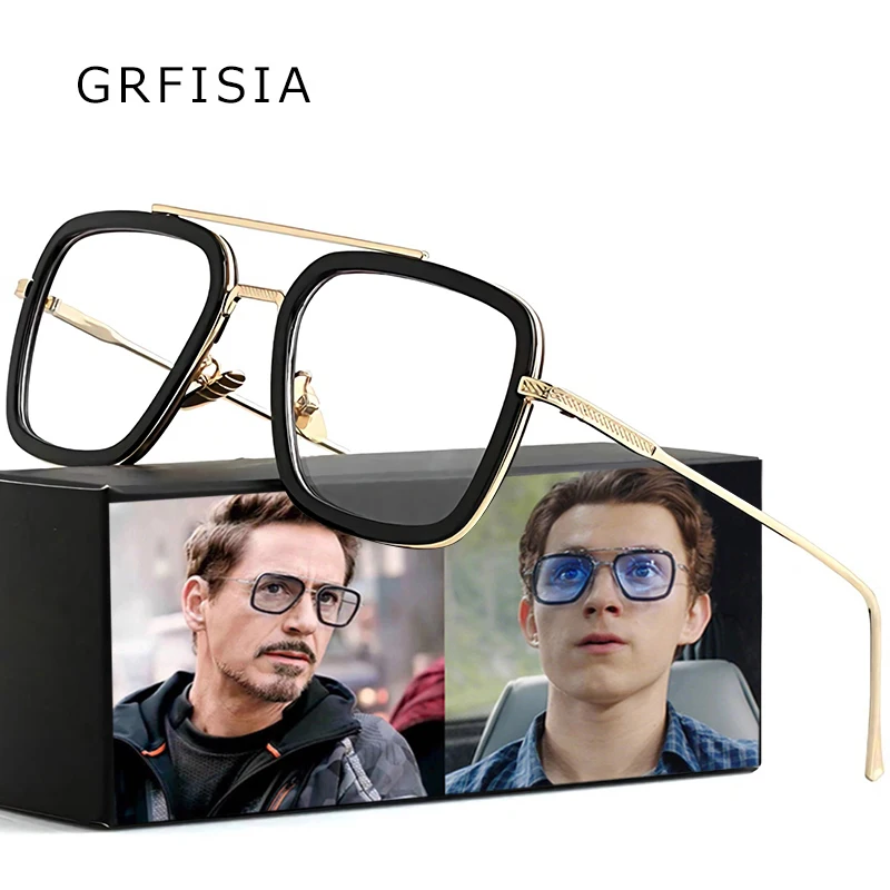 Модные мужские очки Tony Stark, Мстители 3, Железный человек, квадратные очки, оправа, Человек-паук, Эдит, очки, оптическая оправа