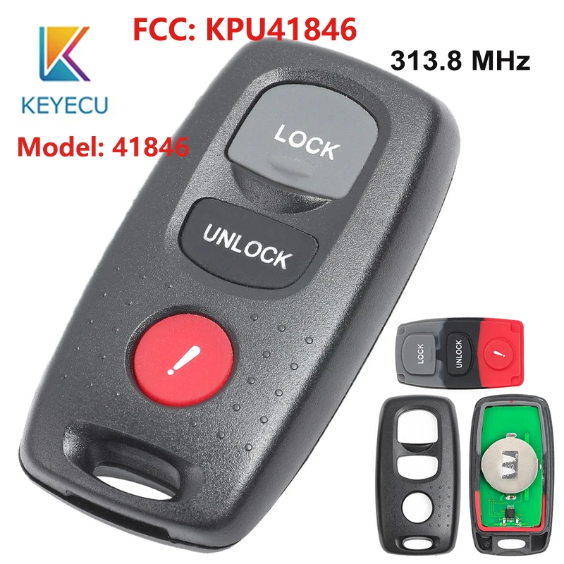 

KEYECU 3 Button Remote Smart Car Key Fob 313.8MHZ for Mazda 3 2004-2008 for Mazda 6 2003 2004 2005 FCC ID: KPU41846 Model: 41846