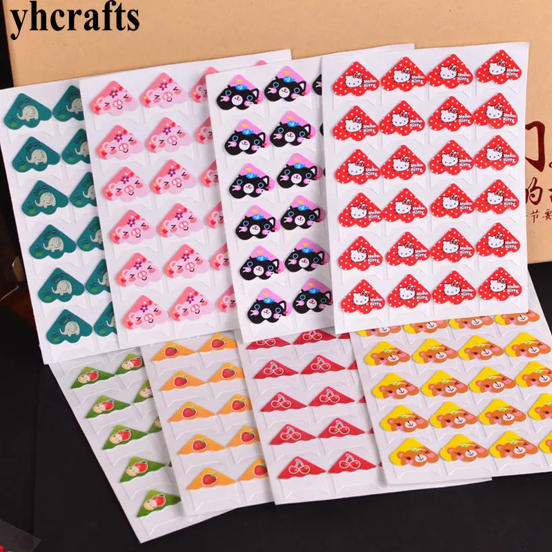 

6Sheets(144stickers)/Lot Cat pig elephant cartoon picture corner stickers Scrapbook kit DIY photo album Craft material Handmade