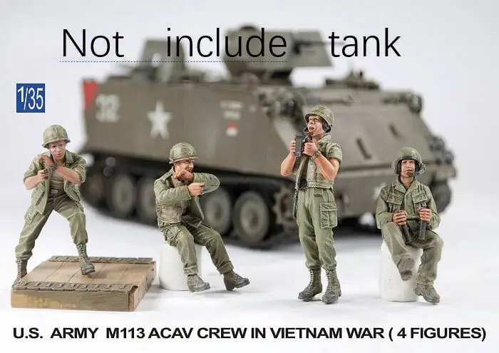 미도색 송진 피규어, 미국 M113 ACAV 크루, 베트남 전쟁, 4 피규어 컬렉션..