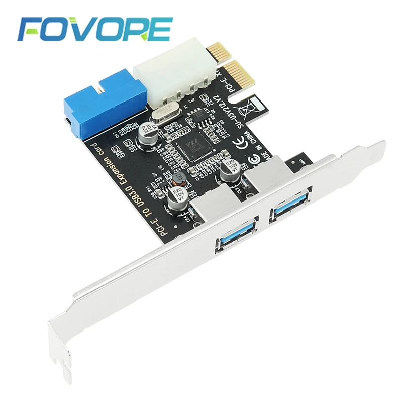 Vendedor Caliente Adaptador PCI e USB 3, dispositivo de 19, 20 pines, USB 3,0, PCI-e, 2 puertos, USB 3, PCI express, controlador USB 3,0, tarjeta convertidora PCIe para escritorio 7WJoRKdpJXO