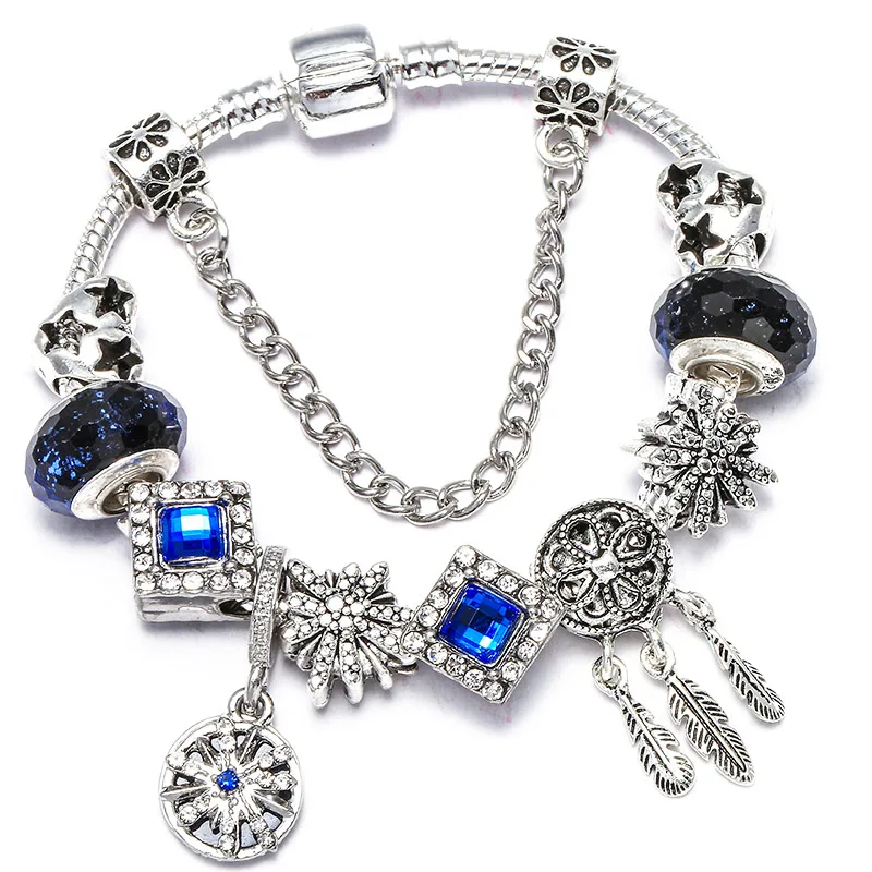 Античные 925 серебряные браслеты-шармы с бусинами для ключей и замков, подходит для прекрасных браслетов для женщин, влюбленных пар, ювелирные изделия, подарок, Прямая поставка