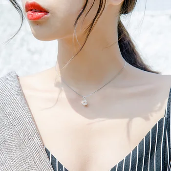 

TSHOU45 S925 sterling silver necklace female clavicle chain