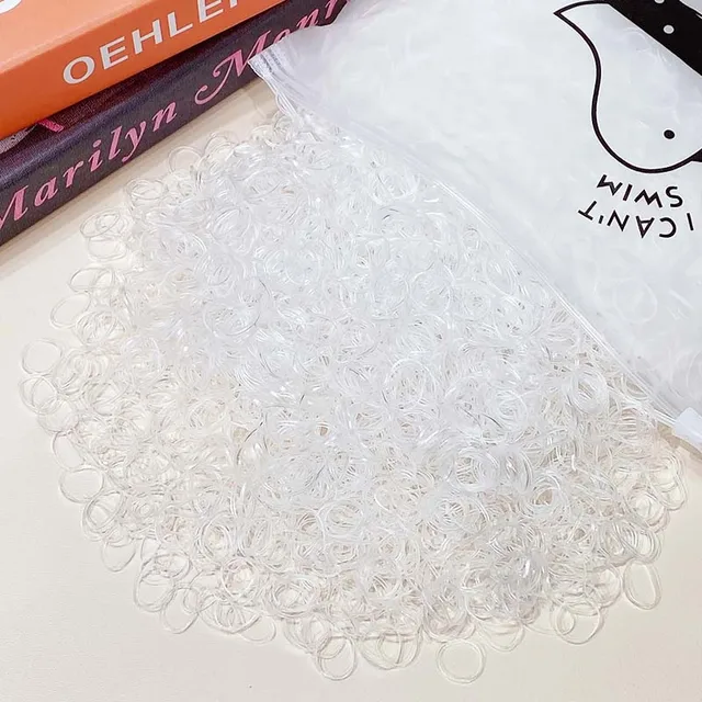 1000pcs/Pack Girls Colorful Small Disposable Rubber Bands Gum For Ponytail Hold Scrunchie Hair Bands Fashion Hair Accessories transparent