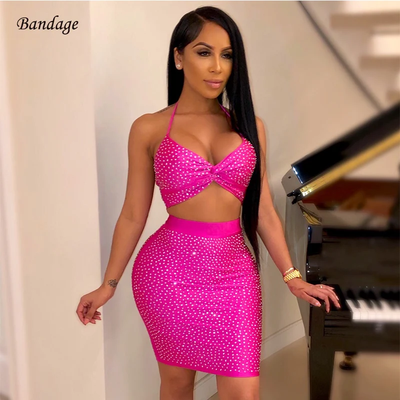 Женский комплект из 2 предметов облегающее короткое платье с открытой спиной