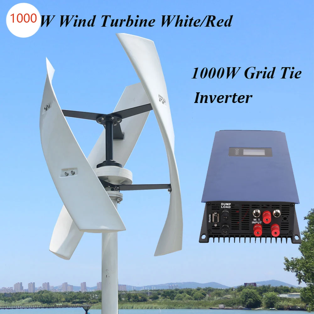 

FLTXNY 600w 12v 24v 48v 300RPM Vertical Wind Turbine Magnetic Levitation Wind Generator With 1000w ON Grid Tie Inverter
