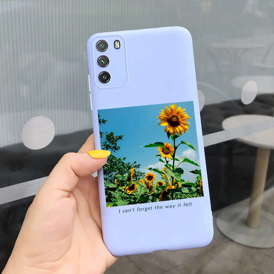 Poco M3 Silicone Phone Case For Xiaomi Poco M3 Cases Sunflower Printed Soft TPU Back Cover Funda For Xiaomi Poco M 3 M3 PocoM3 leather case for xiaomi