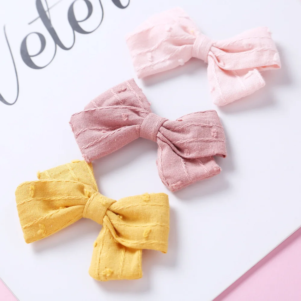 

Baby Girl Hair Clips Cotton Linen Bows Hairpin Hair Accessories Jacquard Infant Party Kids Tiny Cute Barrette Girls Pins 8*5cm