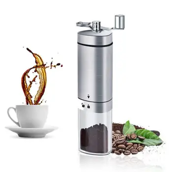 

Stainless Steel Manual Ceramic Coffee Grinder Adjustable Coffee Bean Mill with Rubber Loop Ring Easy Clean Kitchen Tools
