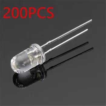 

200pcs/lot 20Ma F5 100PCS/LOT 5mm Super Bright White Light-emitting Diode DIP LED Straw