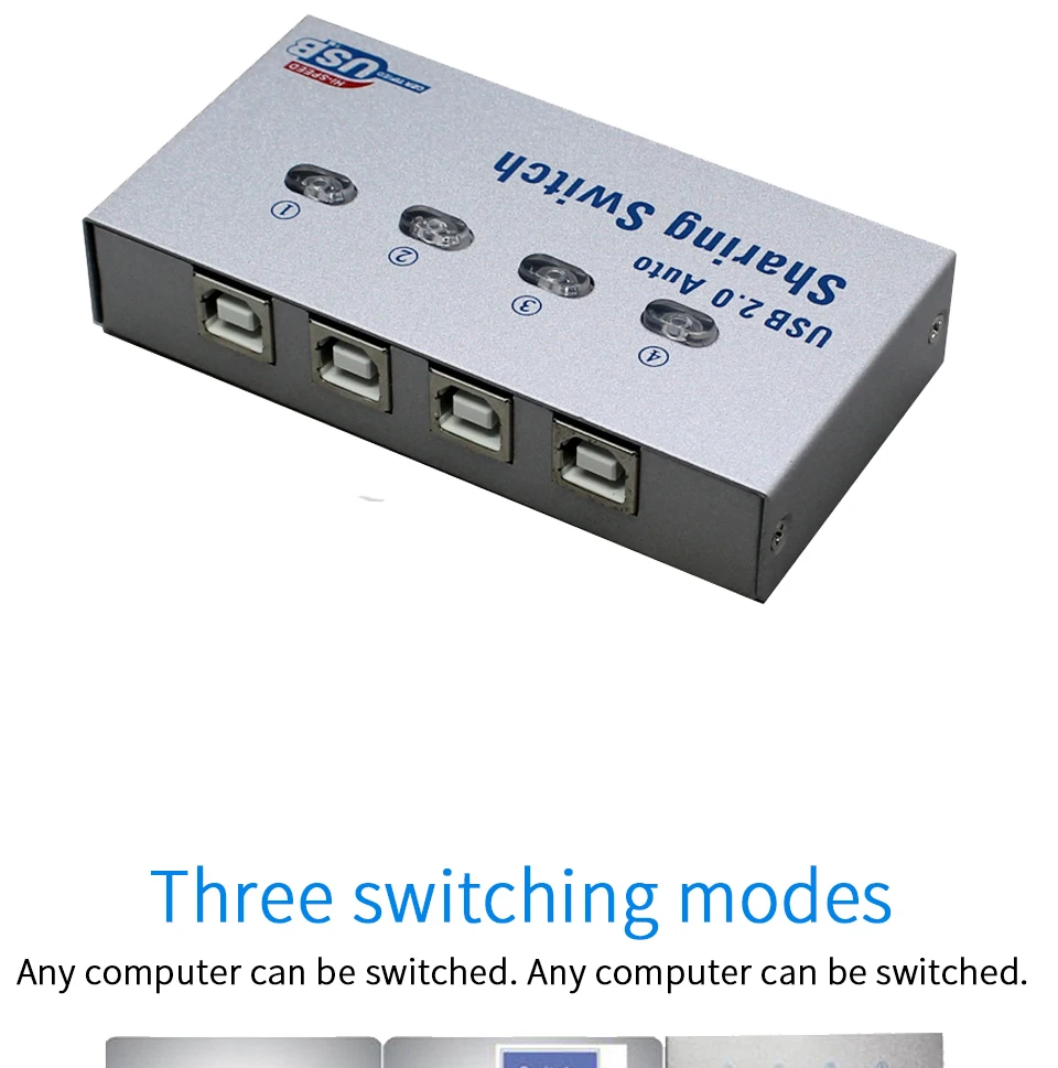 4-портовый usb-коммутатор, автоматический usb-коммутатор, адаптер, коробка, 4 компьютера, 1 usb-устройство, принтер