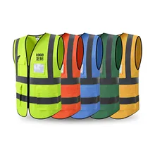 Высокая мода несколько карманов молния светоотражающий жилет безопасность дорожного движения защитная одежда жилет для ночной работы бег