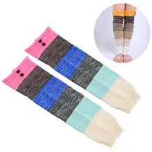 Женские вязаные гетры выше колена; комбинированные носки с пуговицами; bottes femme; рождественские подарки; женские носки