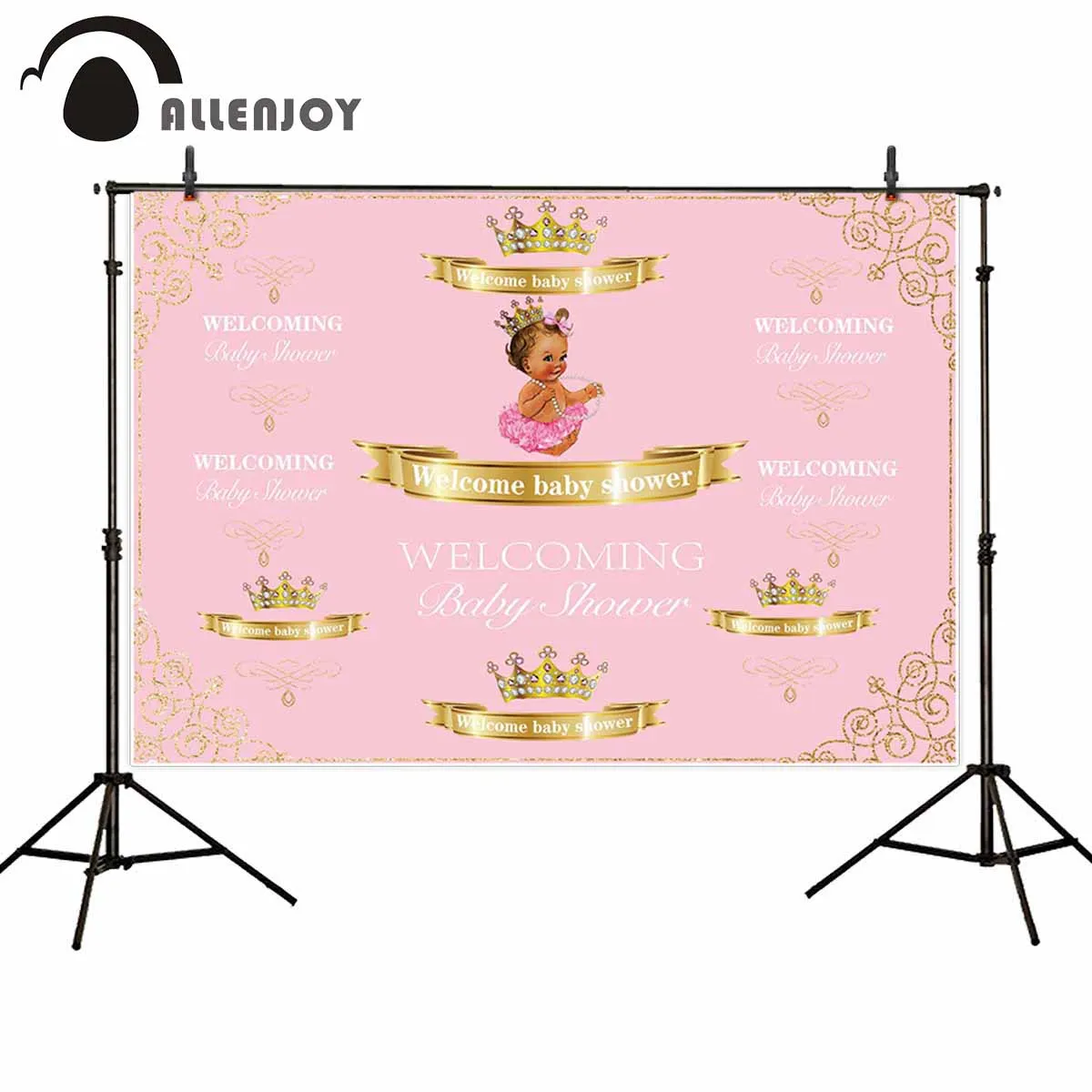 Allenjoy Африка мальчик вечерние фотозоны Baby Shower маленькая принцесса Корона розовый занавес фон крестины Новорожденные баннеры для дня рождения