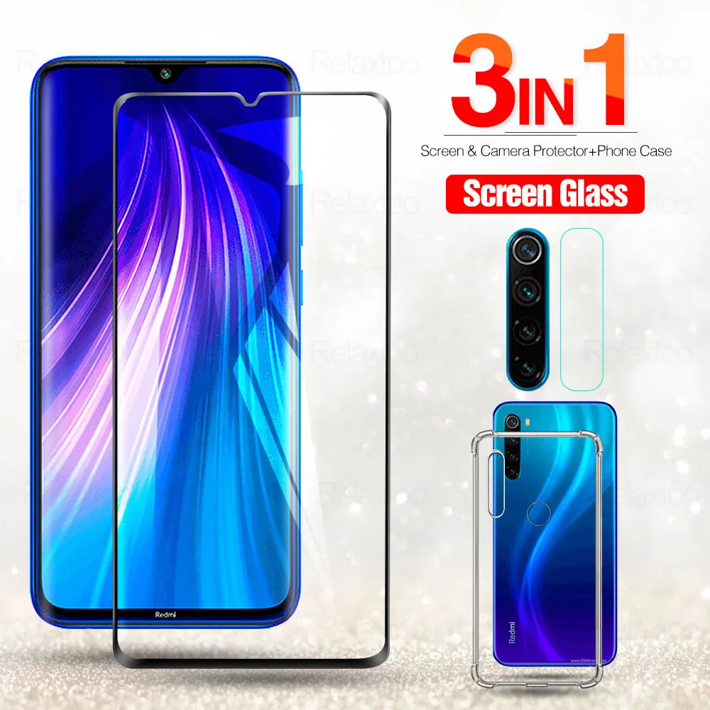 Защитная пленка для экрана 3 в 1 + объектива чехол Xiaomi redmi note 9s pro max 8 7 8a 7a закаленное