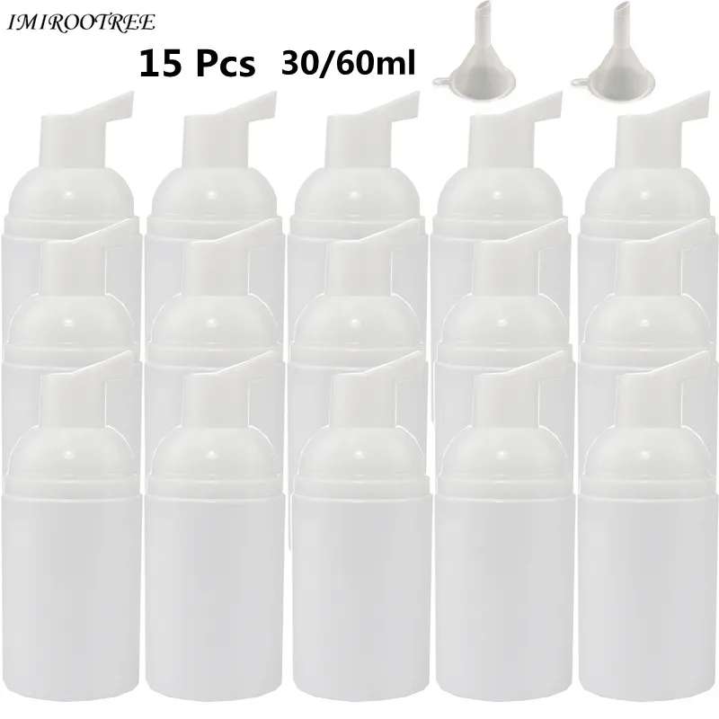 15 Pack 30ml/60ml Foam Dispenser Bottle Plastic Refillable Mini Foam