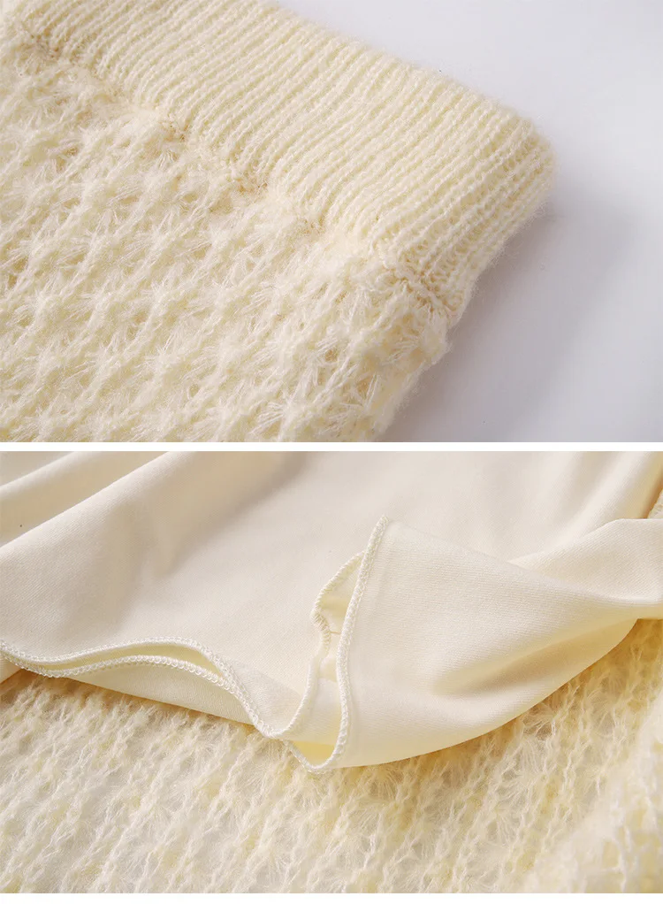 Европейский и американский стиль юбка комплект осень весна длинный рукав свободный полый вязаный свитер 2 шт. наряды для женщин twinset