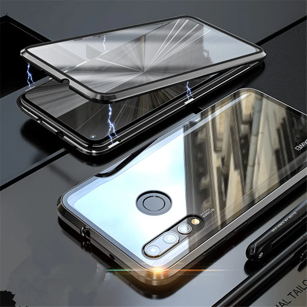 Double Sided Metal Magnetic 9H Tempered Glass Magnet Phone Case Cover For Huawei Nova 4 5 Honor 8X 9X Plus 20S Mate 30 Pro Funda |