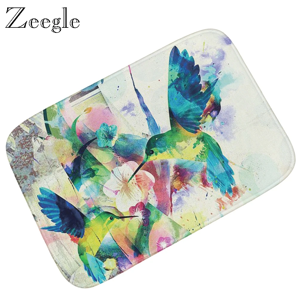 Printed Animal Doormat Floor Mat Flannel Soft Living Room Carpet Home Decoration Mat Absorbent Anti-slip Outdoor Floor Soft Rug