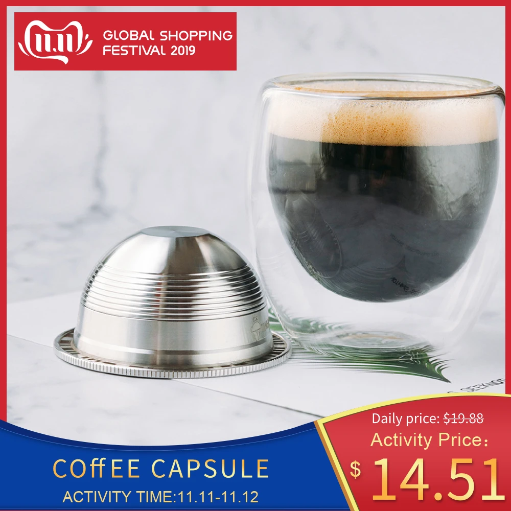 

Reusable Coffee Capsule Stainless Steel Fillable Coffee Filter for Nespresso Vertuo Vertuoline Delonghi Coffee Machine