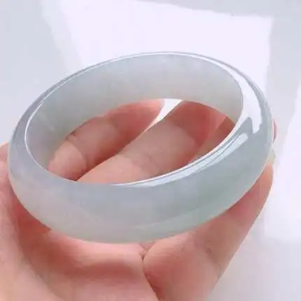 

Zheru Jewelry Natural Burmese Jade 54-64mm Light Color Bracelet Elegant Princess Jewelry Best Gift
