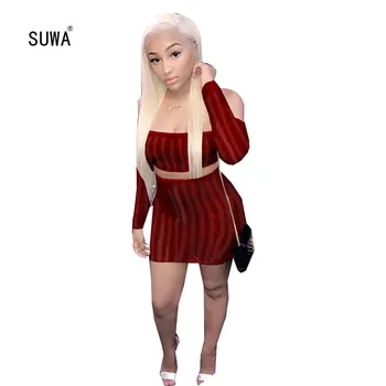 

2 Color Off Shoulder Women Set 2020 Sexy Lady Long Sleeve Short Pants Slim 2 Two Piece Sets Night Club Casual Daily Life Sets