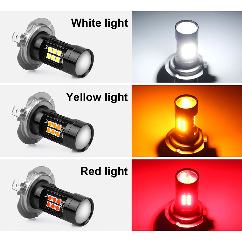 HLXG H7 светодиодный диодные лампы для автомобилей Противотуманные фары 12 в 6000 К Белый Янтарный красный ходовой свет neblineros светодиодный para авто аксессуары nebbia 2X