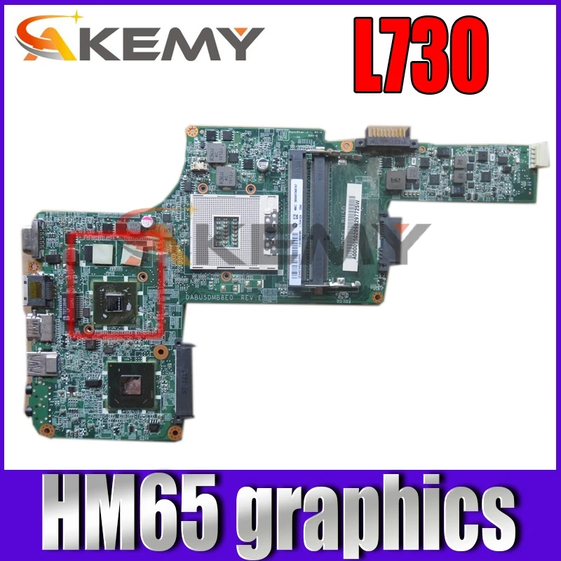 Материнская плата AKEMY DA0BU5DMB8E0 REV E A000095810 для ноутбука toshiba satellite L730 HM65 graphics DDR3 |